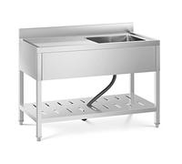 Royal Catering Évier professionnel - 1 bac - Inox - 49 x 42 x 24,5 cm RCSSS-120X60-S