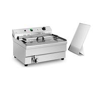 Royal Catering Friteuse À Beignets Churros Donuts RCBG-30STHB (30 l, 400 V, 9000 W, 60-200°C, Panier 247 x 451 x 149 mm, Élément Amovible, Tablette, Couvercle, Inox)