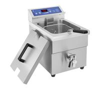 Royal Catering Friteuse à Induction 10L, 3.500W, 60-200°C, avec Vanne de Vidange et Minuterie Electrique Professionnelle Horeca