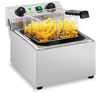 Royal Catering Friteuse Électrique De Restaurant Simple Avec Robinet Minuterie Professionnelle RCTF 10EB (10 L d'huile, Zone Froide, Thermostat)