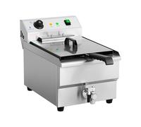 Royal Catering Friteuse Électrique 16 L, 400V, Zone Froide, Thermostat De Restaurant Simple Professionnelle Semi Pro Inox Sans Odeur Grande Capacité Commerciale