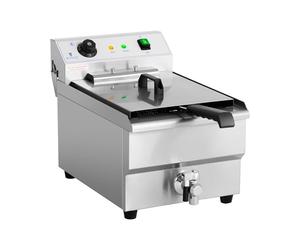 Royal Catering Friteuse Électrique 16 L, triphasé 400V, Zone Froide, Thermostat De Restaurant Simple Professionnelle Semi Pro Inox Sans Odeur Grande Capacité Commerciale