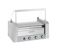 Royal Catering Grill à saucisses - 7 rouleaux - Tiroir chauffant - Inox RC-RG7DC