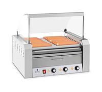 Royal Catering Grill Saucisses Machine à Hot-dogs RCHG-11WO (nombre de saucisses max. 20, 2150W, 2 zones chauffantes distinctes, tiroir chauffant pour les petits pains, inox)