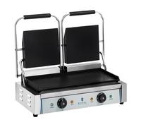 Royal Catering Machine à Panini Toaster Lisse RCKG- 3600-F (2x1800W, plaque de cuisson 48 x23 cm, récupérateur de graisse en inox)