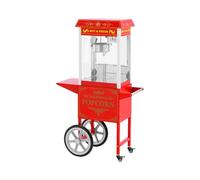 Royal Catering RCPW-16E.1-2F Machine à pop-corn avec chariot design rétro 195/235 °C 2 températures pour pop-corn sucré et salé Rouge