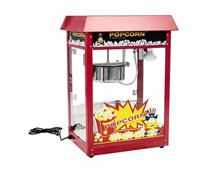 Royal Catering Machine à Popcorn Professionnelle 1500 W, Rendement: 5 Kg/h ou 16 l/h, Diamètre de la Marmite antiadhésive 18 cm, Rouge Cinéma