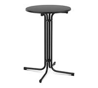 Table haute ronde et pliable, diamètre 70 cm, hauteur 110 cm, noire