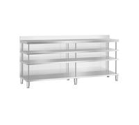 Royal Catering Meuble bar comptoir - inox - 250 x 60 x 105 cm Comptoir de bar Plan de travail professionnel Table de travail en inox