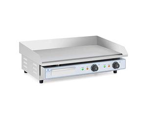 Royal Catering Plancha Électrique 2 Feux 73 x 40 cm, 2 x 2 200 W, 730 x 400 mm, Lisse Professionnelle en INOX pour Restaurant De Table Double Commerciale pour barbecue, snack-bar, Extérieur