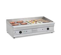 Royal Catering Plancha Grill Électrique Double, Plaque 100 x 40 cm | Surface de Cuisson Lisse Et Nervurée, 2 Zones de Chauffe Indépendantes, Pare-Projections, Gouttière, 2 x 3 200 W