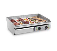 Royal Catering Plancha Grill Électrique Infrarouge Infrarouges RCEG-75 (Plaque lisse de 73 x 40 cm, 2 x 2 200 W, 2 Zones de Chauffe, Pare-projection, Gouttière Intégrée)