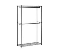 Royal Catering Portant Vêtement Étagère Métallique Solide Penderie Métal Portant À Vêtements Armoire Ouverte RCMR-2000P25 (120 x 45 x 200 cm, 200 kg, 2 Tablettes, 2 Tringles, Poudrage, Noir)