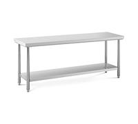 Royal Catering RC-WT20060SS Table de travail inox Plan de travail en inox Plan de travail professionnel Table de travail cuisine 200 x 60 cm 195 kg