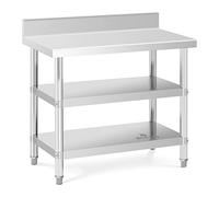 Royal Catering RCAT-100/60-SPS3SH Table de travail inox Table de travail en inox Adossée Avec Dosseret 100 x 60 x 16.5 cm 199 kg 2 tablettes