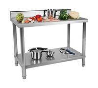 Royal Catering RCAT-100/70-N Table de Travail INOX avec Rebord (100 x 70 cm, Capacité de Charge 250kg, Pieds réglables, Acier Inoxydable)
