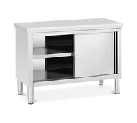 Royal Catering RCAT-120/50-WTP Meuble bas en inox Armoire en inox Armoire de travail en inox 120 x 50 cm Capacité de 390 kg