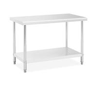 Royal Catering RCAT-120/60-NW Table de Travail INOX (120 x 60 x 5 cm, Capacité de Charge 110kg, Pieds réglables, Acier Inoxydable)