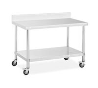 Table à roulettes inox - PREMIUM - 70 x 120 cm - 158 kg - Dosseret - Royal Catering RCAT-120/70-WS