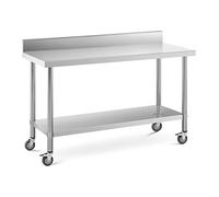 Royal Catering RCAT-150/60-WS Table de travail Avec rebord 60 x 150 cm Capacité de charge 160 kg Table plan de travail Table de travail atelier