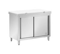 Royal Catering RCBWC-1260 Meuble Bas de Cuisine INOX 120 x 60 cm Capacité de Charge 500 kg avec Planche à découper - Caisson de Cuisine Bas Poste de Travail