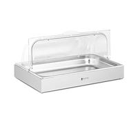 Royal Catering RCCD-RC-01 vitrine pour buffet GN 1/1 Acier inoxydable avec capot présentoir de buffet avec couvercle vitrine alimentaire de comptoir cloche à fromage rectangulaire