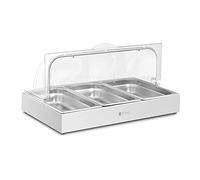 Royal Catering RCCD-RC-03 Vitrine Alimentaire Pour Buffet De Comptoir Présentoir Avec Couvercle À Poser Cloche À Fromage Pour Marché 3 x 2,6 l 535 x 335 x 250 mm