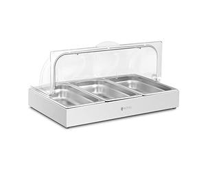 Royal Catering RCCD-RC-03 Vitrine Alimentaire Pour Buffet De Comptoir Présentoir Avec Couvercle À Poser Cloche À Fromage Pour Marché 3 x 2,6 l 535 x 335 x 250 mm