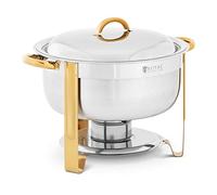 Royal Catering RCCD-RT17_5LG Chafing Dish Rond Accents dorés 4,5 l Réservoir de conservation au chaud Réchaud