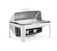 Royal Catering RCCD-RT4_9L Chafing Dish Buffet Réchaud Chauffe-Plat À Bougie Professionnel GN 1/1 8,5 l 2 Bruleurs Couvercle Basculant Rolltop (Matériau : INOX, Volume : 8,5 l, 1 bac GN 1/1)