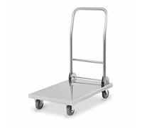 Royal Catering RCFT-1.1 Chariot de Transport Plateforme à roulettes Pliable (400 kg, Surface de Chargement 82 x 52 cm, Roues Caoutchouc) Acier INOX