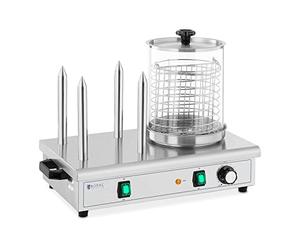 Royal Catering RCPHW 550 Machine À Hotdog Professionnelle Appareil Professionnel Chauffe-Saucisse Pain 4 Piques Plots 650 W