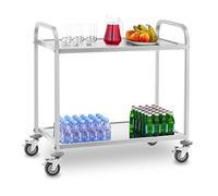Royal Catering RCSW 3E Chariot de Service INOX Desserte Cuisine à roulettes (2 Étagères, Distance 60 cm, Charge Max. 160 kg, Acier Inoxydable)