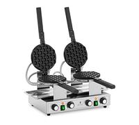 Gaufrier professionnel - 2 x 1400 W - 50 - 250 °C - Minuterie : 0 - 5 min - Royal Catering RCWM-2800-B