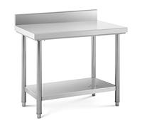 Royal Catering RCWT-100X60SB Table de Travail INOX avec dosseret - 100 x 60 cm - Capacité de 114 kg