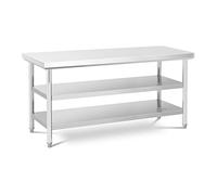 Royal Catering RCWT-180X60-3L-E Table De Travail en INOX Cuisine Plan Professionnel De Boucher (60 x 180 cm, 3 Niveaux, Capacité de 600 kg)
