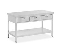 Royal Catering Table de Travail avec Tiroirs 150 x 60 cm 400 kg - Plan de Travail pour Cuisine