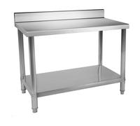 Royal Catering Table De Travail Cuisine Plan Professionnel Table Préparation Confection Boucher avec Tablette Étagère Dosseret RCAT-100/60-S (Capacité : 114 kg (90 kg + 24 kg), Pieds Réglables, INOX)