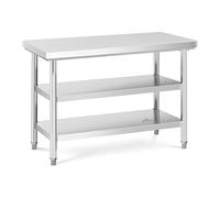 Table de travail inox - ECO - 120 x 60 cm - 600 kg - étagère intermédiaire - Royal Catering RCWT-120X60-3L-E