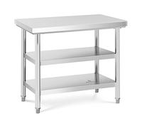 Royal Catering Table De Travail en INOX Plan Cuisine Pro Professionnel Préparation Boucher Acier Inoxydable RCWT-100X70-3L-E (600 kg Max., 100 x 70 cm, 3 Niveaux, Pieds Réglables, INOX)
