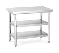 Royal Catering Table de Travail, INOX, 100 x 60 cm, 3 Niveaux, 500 kg | Pieds Réglables, Plan Cuisine Pro Professionnel, Préparation Boucher, Acier Inoxydable