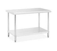 Royal Catering Table de Travail, INOX, 120 x 70 cm, 250 kg | Pieds Réglables, Acier Inoxydable De Qualité, Capacité De Charge Étagère Inférieure 100 kg