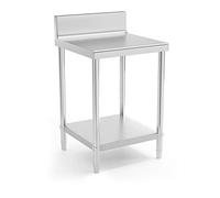 Royal Catering Table De Travail INOX Adossée Cuisine Plan De Travail Professionnel avec Dosseret RCAT-60/60-N (60 x 60 cm, 250 kg, 2 Niveaux, Plan Renforcé, Pieds Réglables en Hauteur)