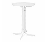 Royal Catering Table Haute Pliante Ø80 cm Hauteur 110 cm Pieds Réglables Acier et Contreplaqué Revêtu De Plastique Blanc Mange-Debout Rond Table de Bistro Jardin Terasse Extérieur Table de Bar