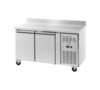 Royal Catering Table réfrigérée sur roulettes 260 l 2 compartiments 136 x 70 cm Classe B Dosseret Inox - Tour réfrigérée Desserte réfrigérée Comptoir réfrigéré