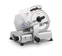 Royal Catering Trancheuse À Jambon Saucisson Multi-Usage Universelle RCAM-250E (Lame ø 250 mm, Puissance 150 W, Tranches 0-8 mm, Vitesse 480 tr/min, Affûteur Intégré, Boîtier Aluminium Poli Anodisé)