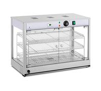 Royal Catering Vitrine Chauffante Présentoir Chauffant De Comptoir Présentation RCHT-1200B (3 Étages De 59 x 32 cm, 1200 W, 25-85 °C, Tiroir Ramasse-Miettes)