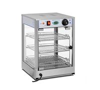 Royal Catering Vitrine Chauffante RCHT-850 (850 W, Température de Chauffe 0-85°C, Dimensions du présentoir 29 x 30 x 3 cm, Bac de récupération, Espacement Entre Les Niveaux 11 cm)