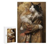 Royal Cats in Luxury Robes Puzzle 300 Pièces Educa Jouet en Bois Cadeau Unique Décoration Intérieure Jeu Éducatif Challenge Toy Adultes Et Enfants À Partir De 14 Ans 300 PCS