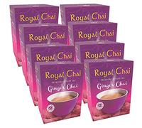 Royal Chai Ginger non sucré 180 g (lot de 8) - Thé instantané premium - Thé au gingembre - Naturel - Thé indien instantané au gingembre